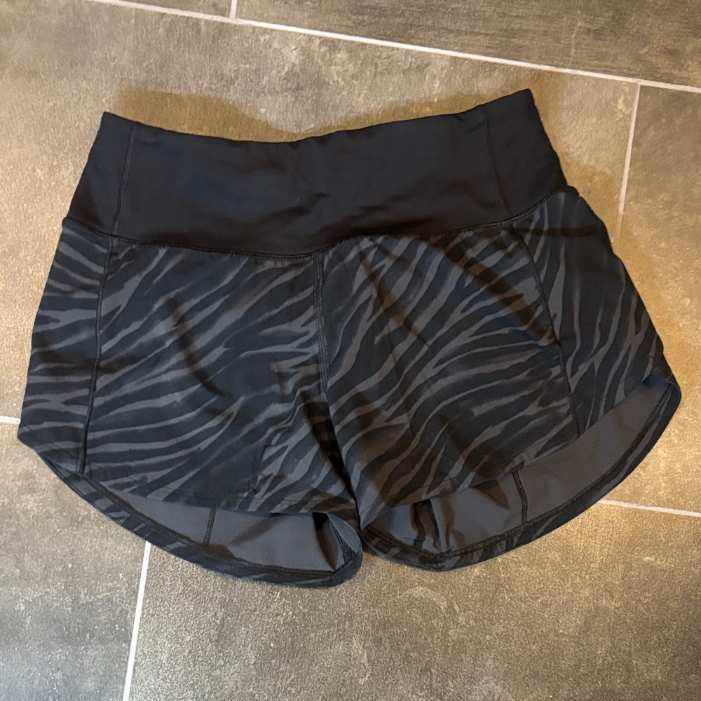 lululemon athletica Speed Up 2tall Black Zebra Pattern Athletic Shorts